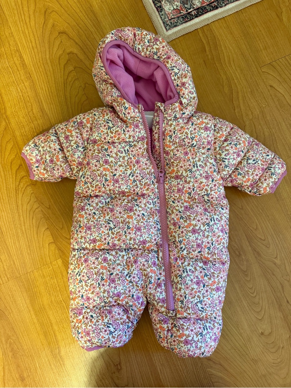 Amazon Pink Floral Hooded Puffer One-Piece